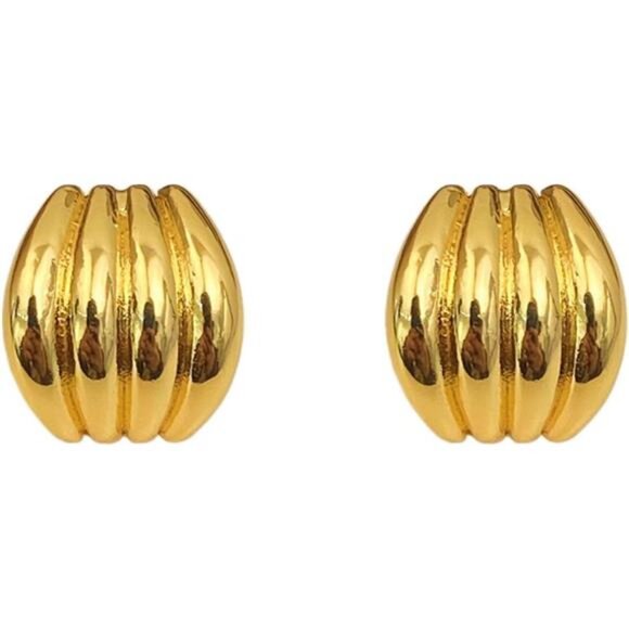 Anthropologie Jewelry - Geometric Chunky Stud Earrings | Hypoallergenic Copper Minimalist Earrings